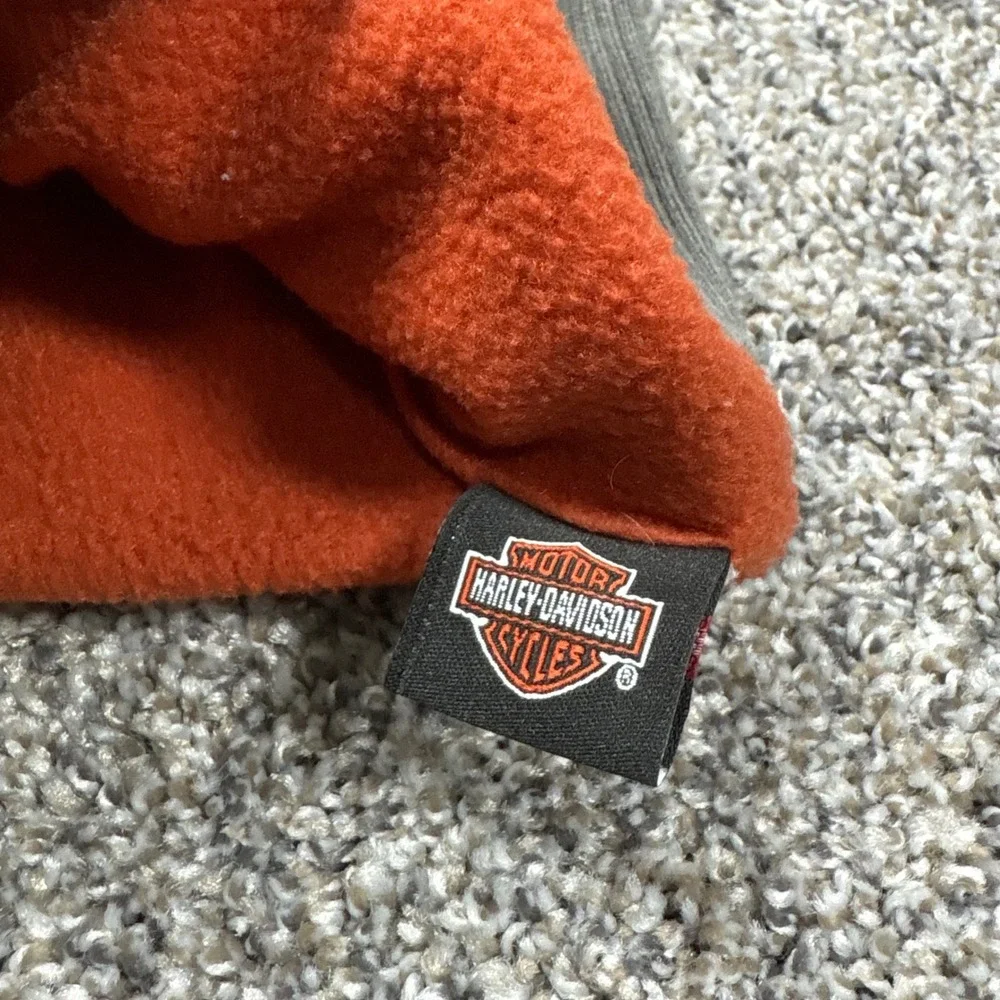 Harley Davidson Beanie Kids One Size Gray Orange Good Fleece Lined Knit‎ Hat